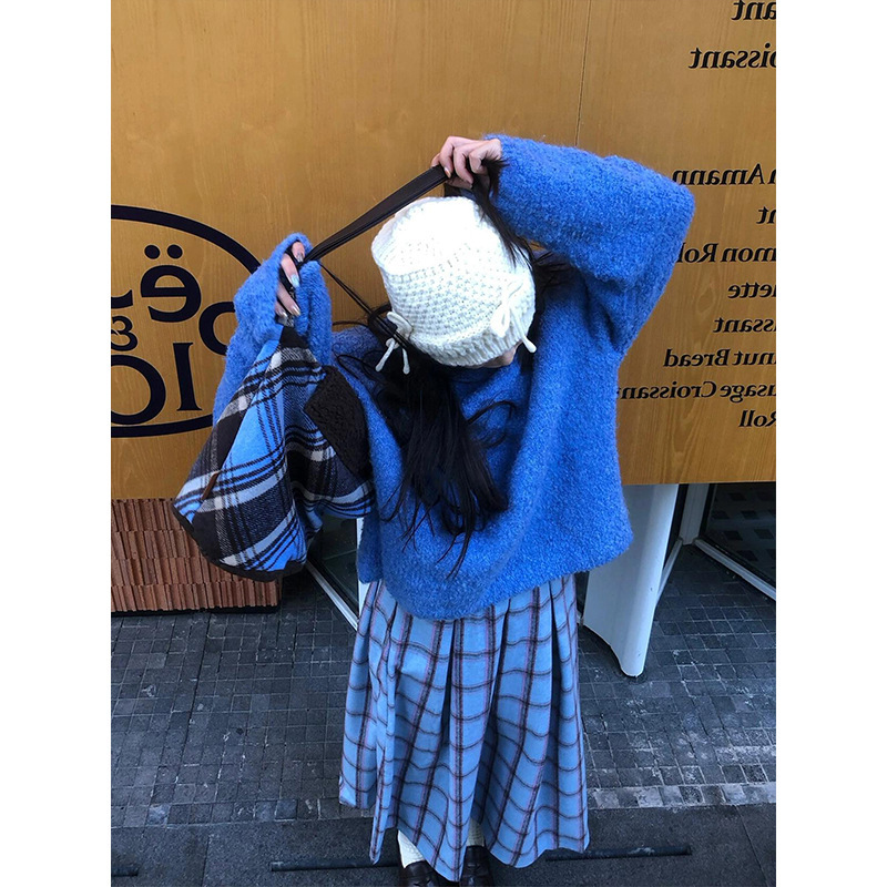 秋冬高级感独特绝美漂亮超好看韩系减龄搭配小香风针织一整套装裙|undefined