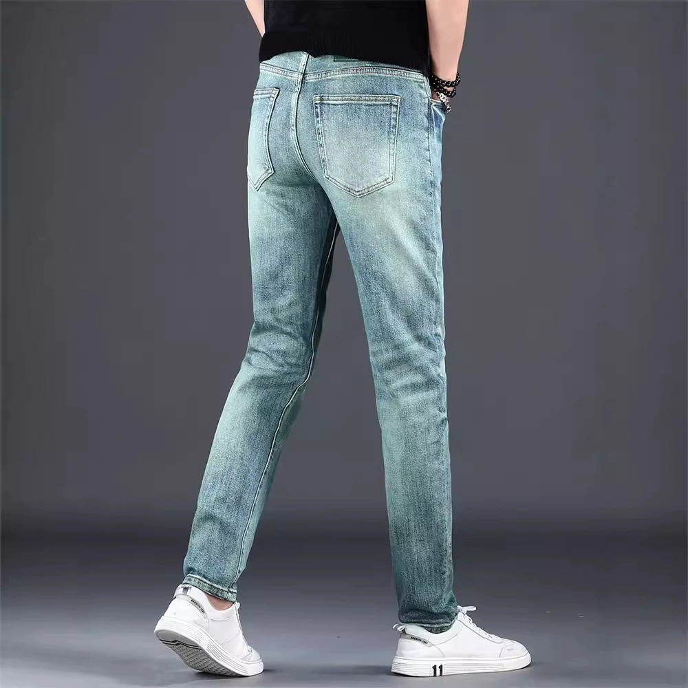 Элитные демисезонные джинсы, модные брюки в тренде, европейский стиль, 2024 год, Slim fit