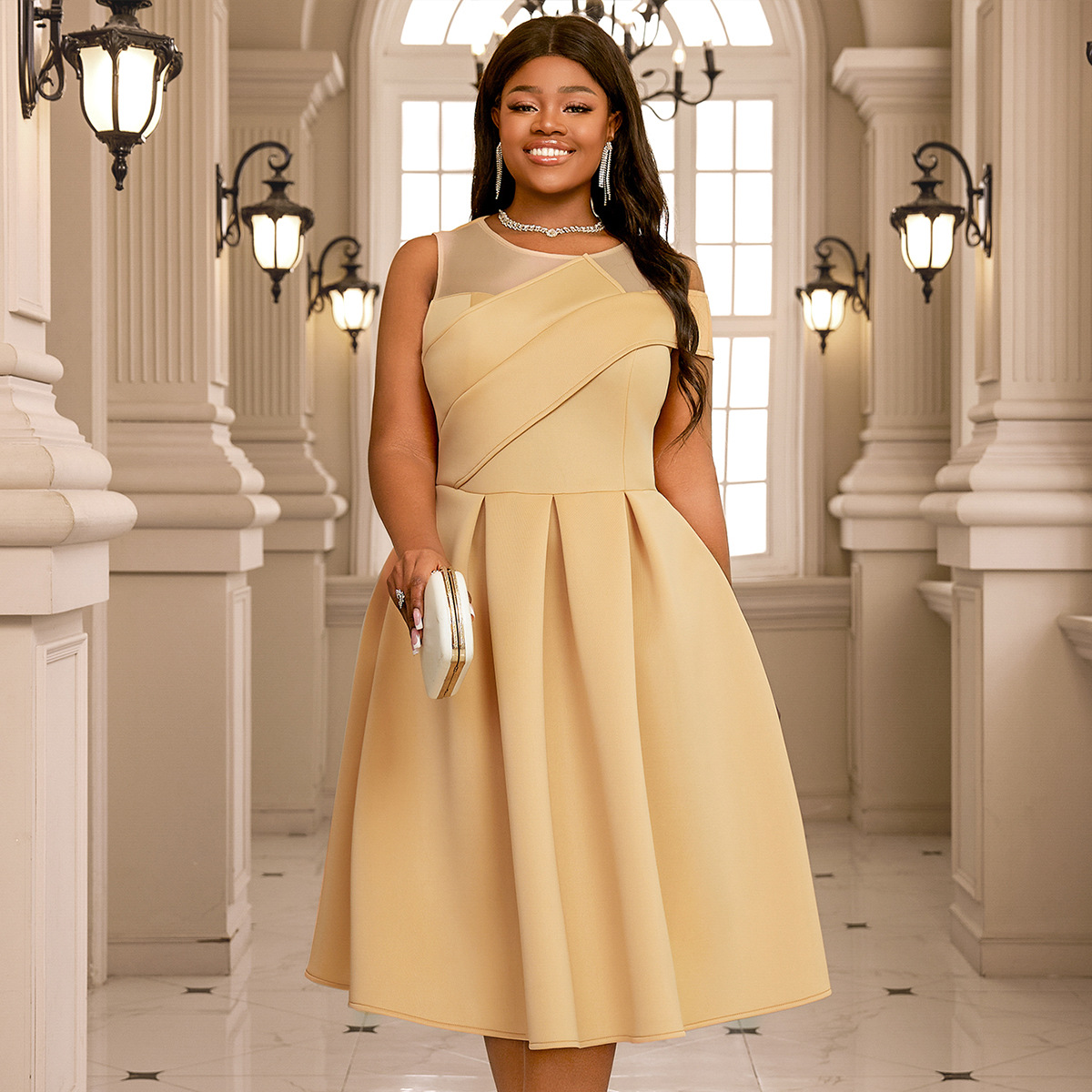 Women's Clothing Sexy sleeveless A line dress banquet party plus size graduation dress party dress_voghion.com