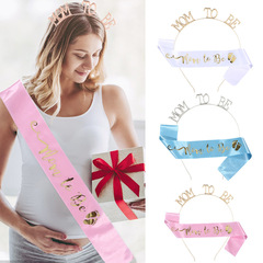Headband shoulder strap set etiquette band 2-piece for mommy to be, crepe fabric, birth party color