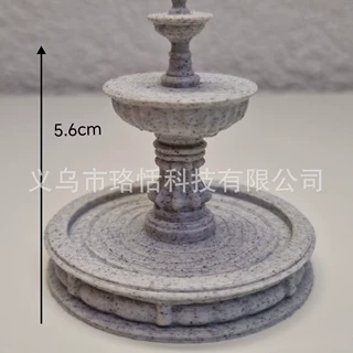 3D打印桌面微缩景观迷你喷泉模型装饰客厅欧式流水摆件雕塑
