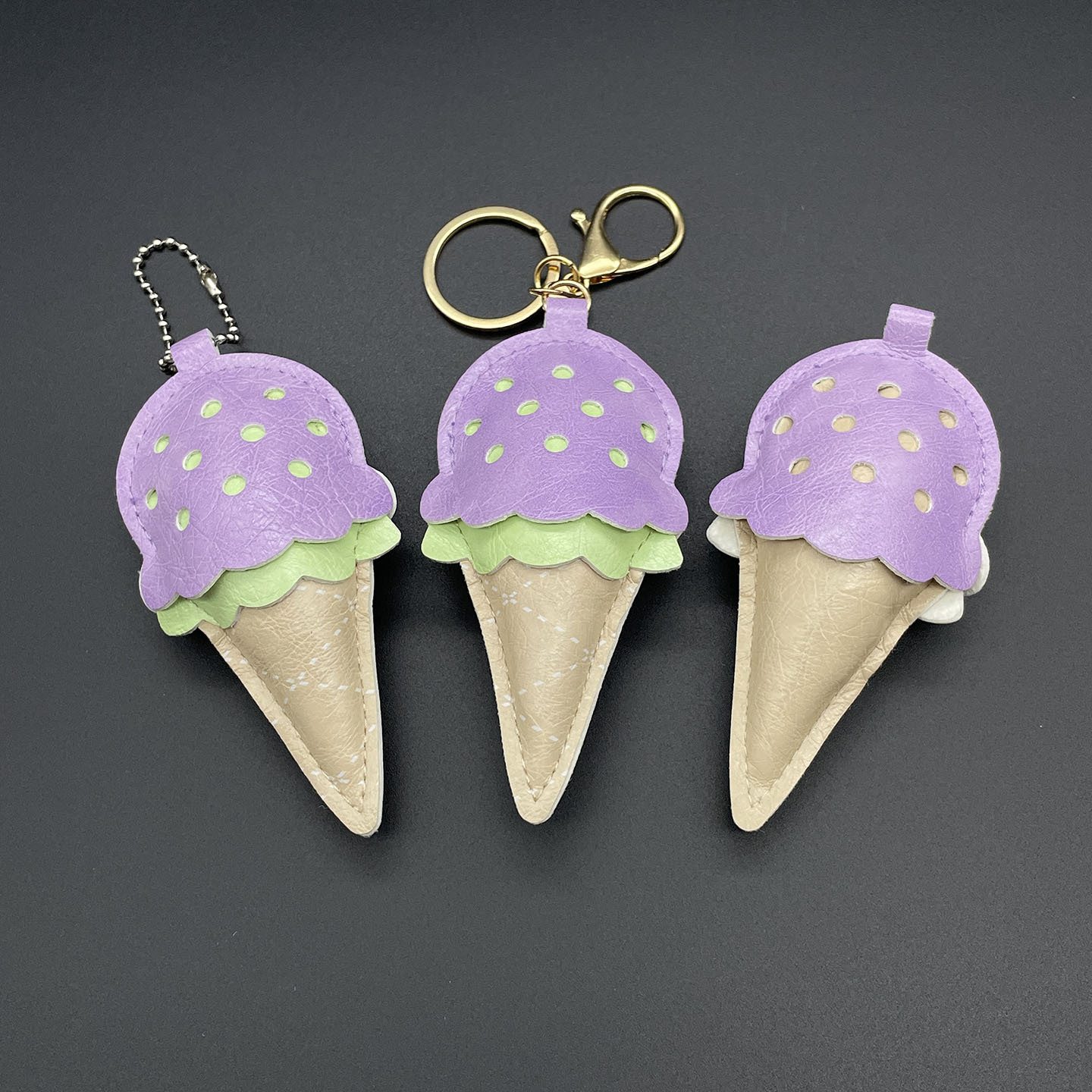 Hermoso helado bolso de cuero colgante llavero helado barril adornos adornos colgantes de llaves de automóvil estuche de teléfono image 9