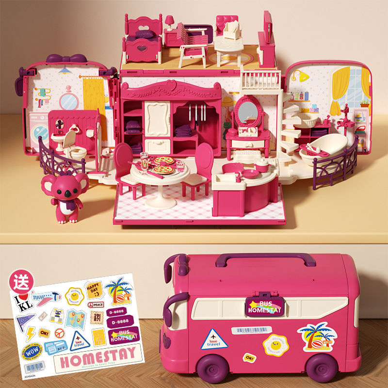 Koala Diary Bus Casa de juegos Chica Sorpresa Variedad Koala RV Niños Simulación Casa de muñecas Juguetes de escena