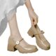 Rough High Heel Shoes with Mary Jane Shoes Shallow Mouth Small Leather Shoes Women's All-match Comfortable Loafers 2025 Summer New Single-layer Shoes
