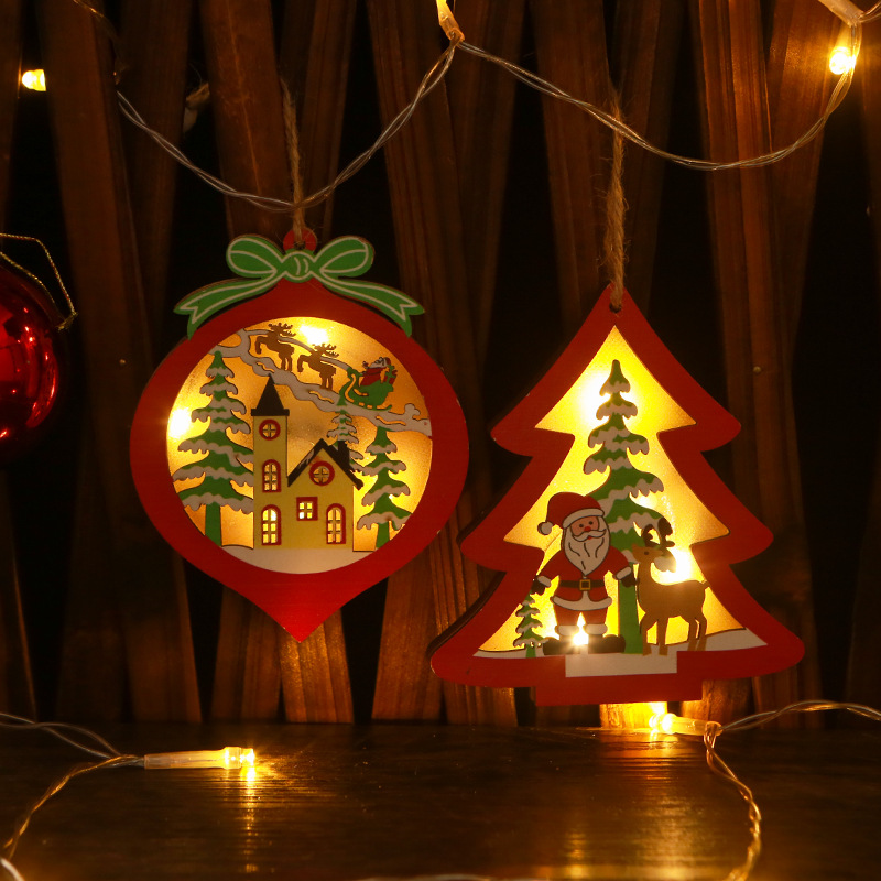 Christmas Festival Christmas Christmas Tree Star Wood Party Hanging Ornaments