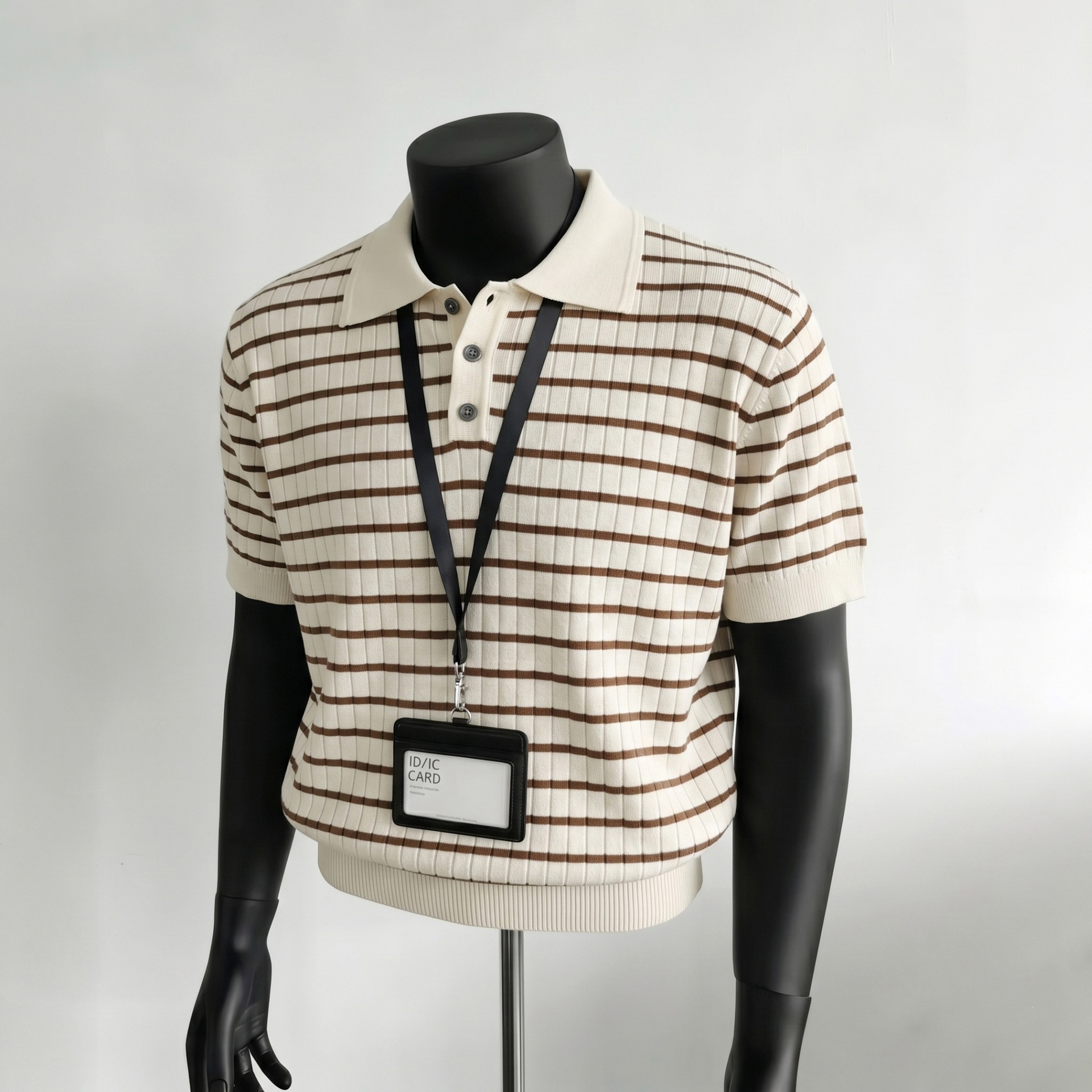 Camisas de polo camisetas de punto de manga corta camisetas a rayas de hombre texturas de alto nivel viejos ganancias de hielo seda verano fábrica transfronteriza al por mayor