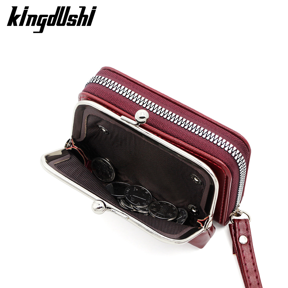 Kingdushi nueva moda bolso de tarjeta de cambio bolso de mujer transfronterizo con hebilla monedero con cremallera de 4 pulgadas bolso de mano