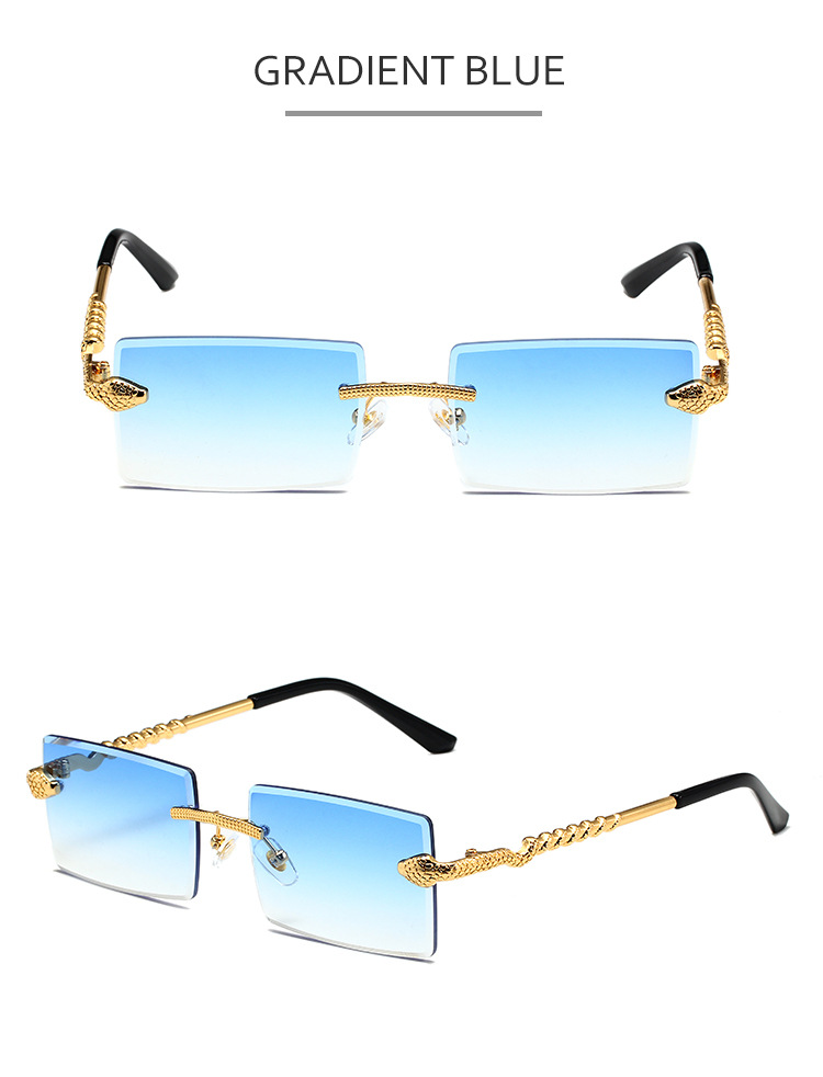 60g Weight Frameless Glasses Structure Sunglasses Classification PC, UV400 Protection Lens Material Square Glasses Style Casual, Daily Occasion Solid Color Pattern Unisex Gender Retro, Simple Style Style Gold, Black Color Retro Simple Style Solid Color PC UV400 Protection Square Frameless Women's Sunglasses 8