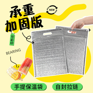 Insulated Packaging Bag New Style Zipper Self-Sealing Portable Heavy-Duty Square Food Cooler Milk Barbecue Pizza Thickened