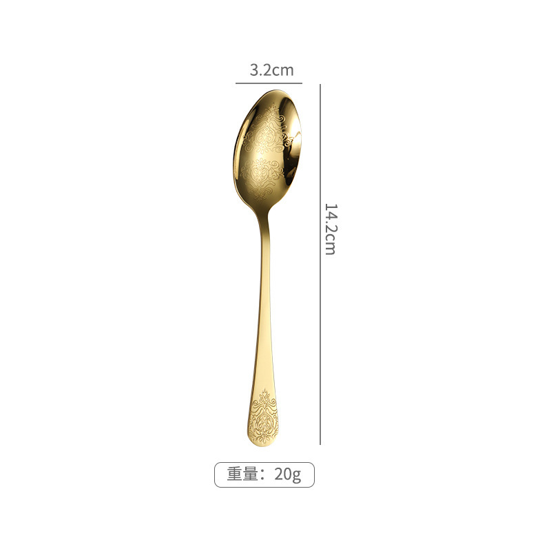 厂家直销不锈钢刀叉勺酒店金色1010双面雕花西餐牛排刀叉餐具|undefined