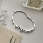 2025正宗925纯银时尚个性简约手镯银饰韩版皮带搭扣韩版小众手环