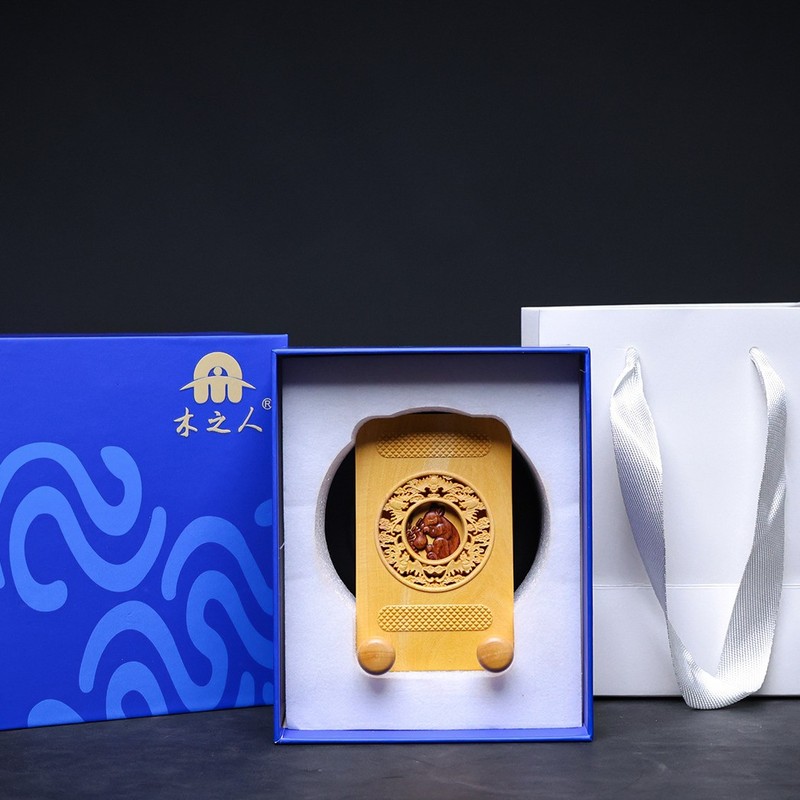黄杨木雕刻十二生肖手机支架创意汽车摆件办公桌车载招财饰品|undefined