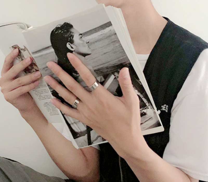 Simple Style Solid Color Titanium Steel Polishing Plating Rings 1 Piece