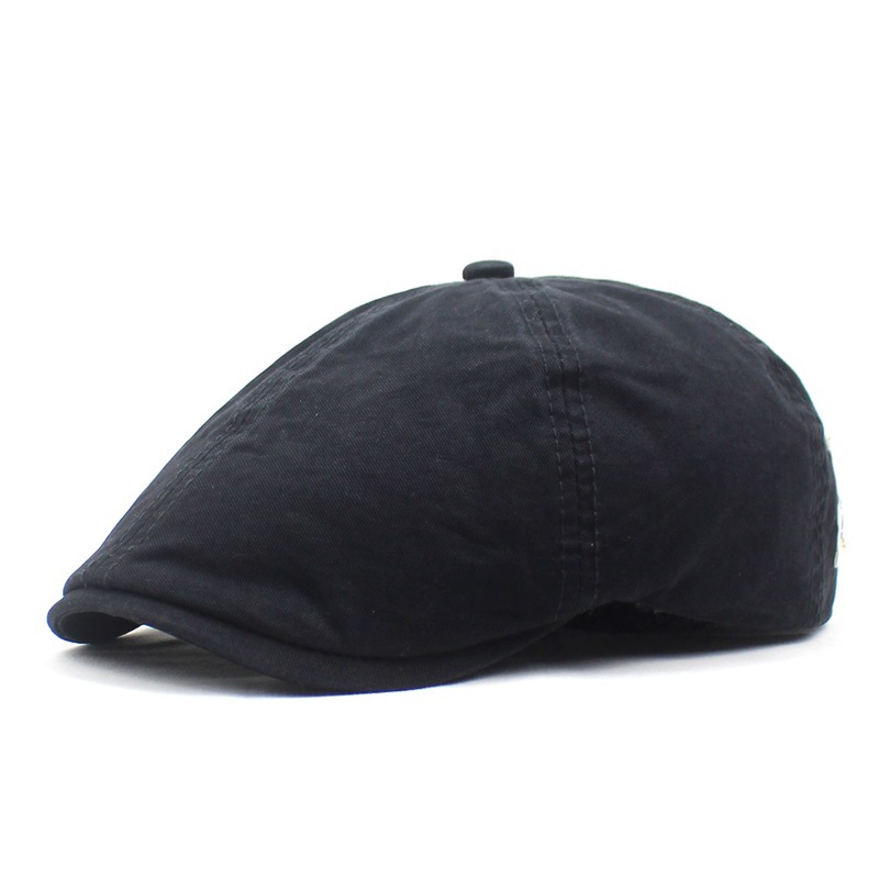 Unisex Solid color cotton beret letter senior cap adjustable forward cap Adult cap_voghion.com