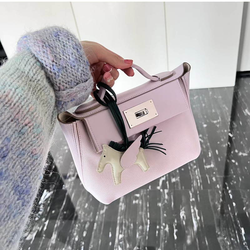 Factory direct leather cowhide 2424mini Kelly bag shoulder diagonal cross dumpling bag shoulder large capacity fashion bag