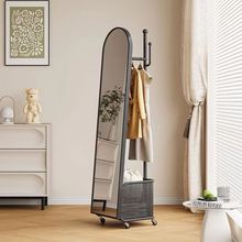 移动穿衣镜挂衣架一体多功能全身镜衣架落地立式宿舍出租房衣帽架