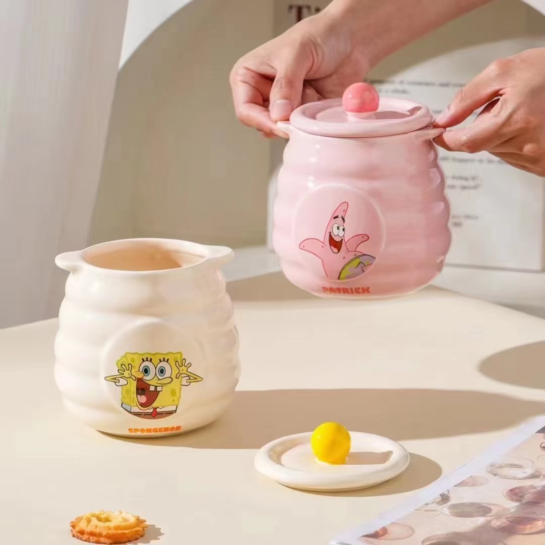 Auténtico autorizado SpongeBob cocina almacenamiento tarjeta de dibujos animados botella de sello de sal de sabor de cerdo tarjeta de condimento de cerámica