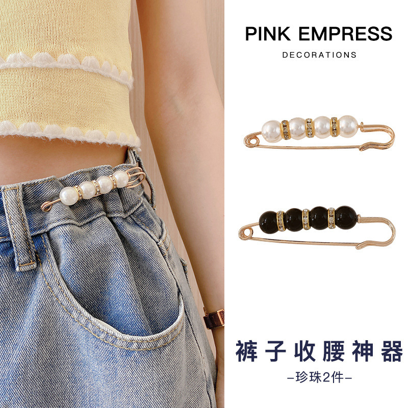 Falda con hebilla de cintura de perlas, circunferencia de cintura grande, cambio de artefacto, hebilla anti-luz, ropa, broche de diseño fijo