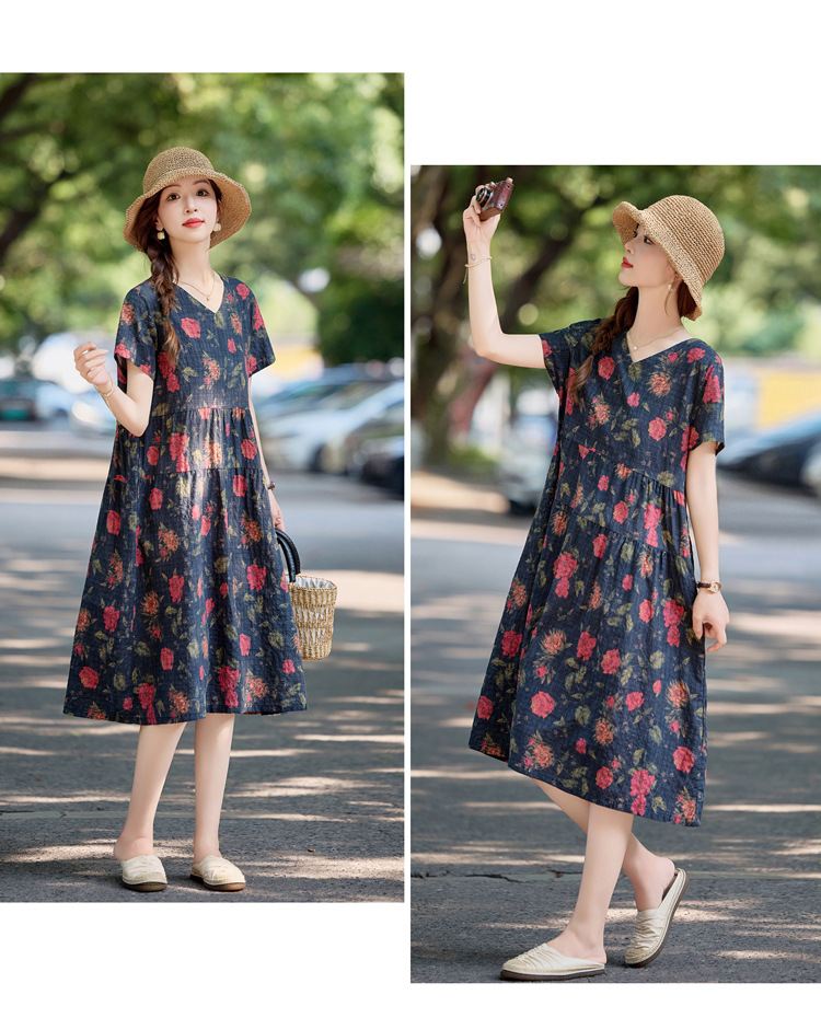 Đầm maxi nữ cotton linen in họa tiết thắt eo 2025 — Màu ảnh 03, Màu ảnh 04, Màu ảnh 01, Màu ảnh 02 chi tiết 27