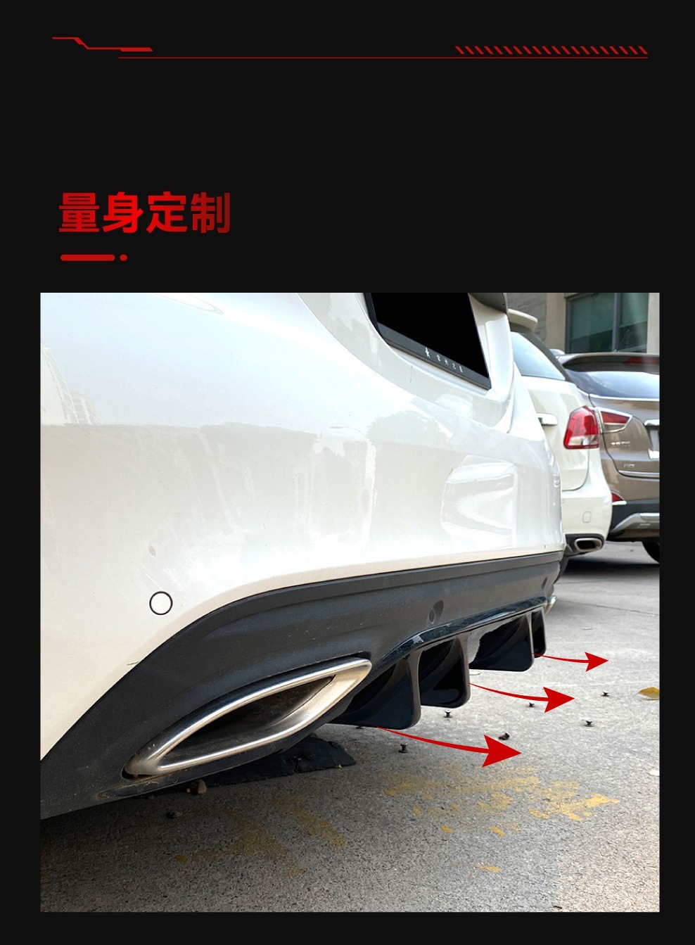 Applicable to 2019-2021 Mercedes-Benz C- Class w205 amg line c200 c260 rear lip and tail lip cross-border modification