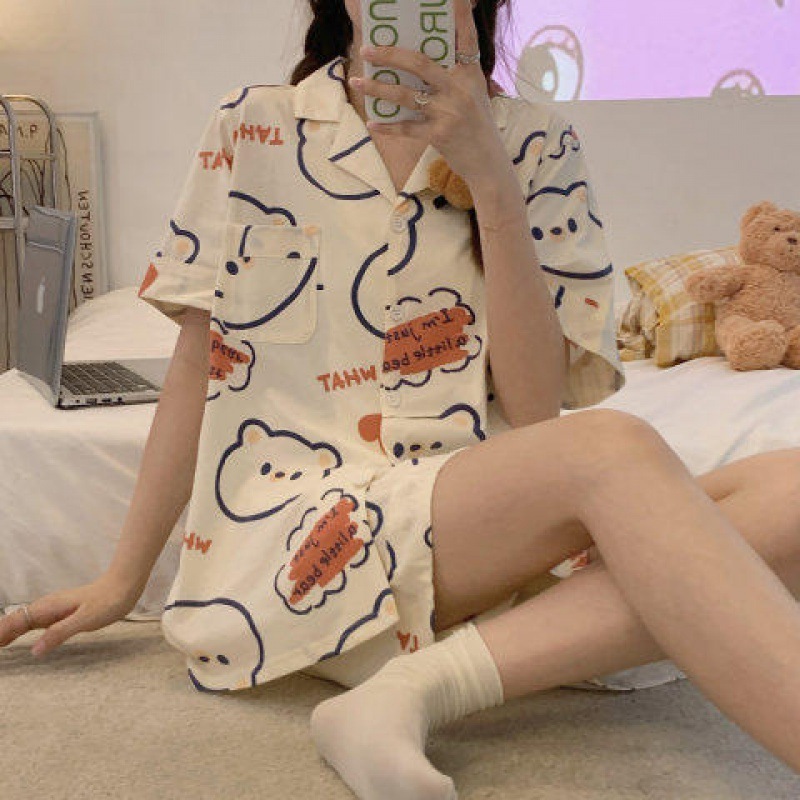 云朵棉睡衣女款夏季ins格子短袖套装高级感家居服可外穿跨境批发|undefined