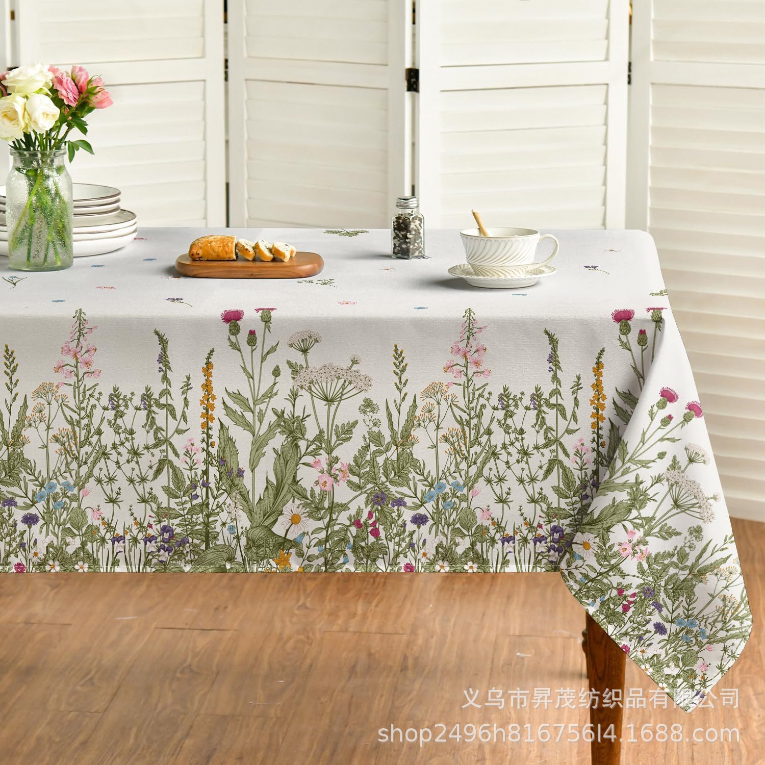 Cross-Border New Dropshipping Jit Spring and Summer Plant Flower Leaf Flower Square Tablecloth Decorative Tablecloth