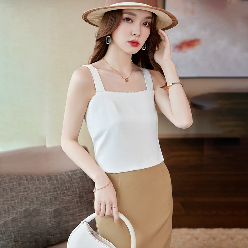Stretch Slim Fit One-Line Collar Suit Vest for Women 2025 Summer New Style Elegant Inner Formal Bottoming Halter Top