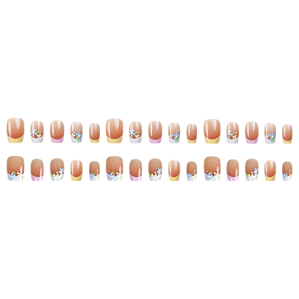 3D en relieve floral tipo ballet usar uñas frescas y dulces manicure francesa 10 piezas de manicure falsa de talla dividida image 6