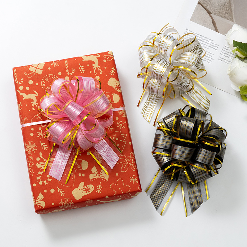 Flores de mano de cinta de color, flores de boda, decoración de escaleras, embalaje de regalos, caja de regalos, props de diseño de boda