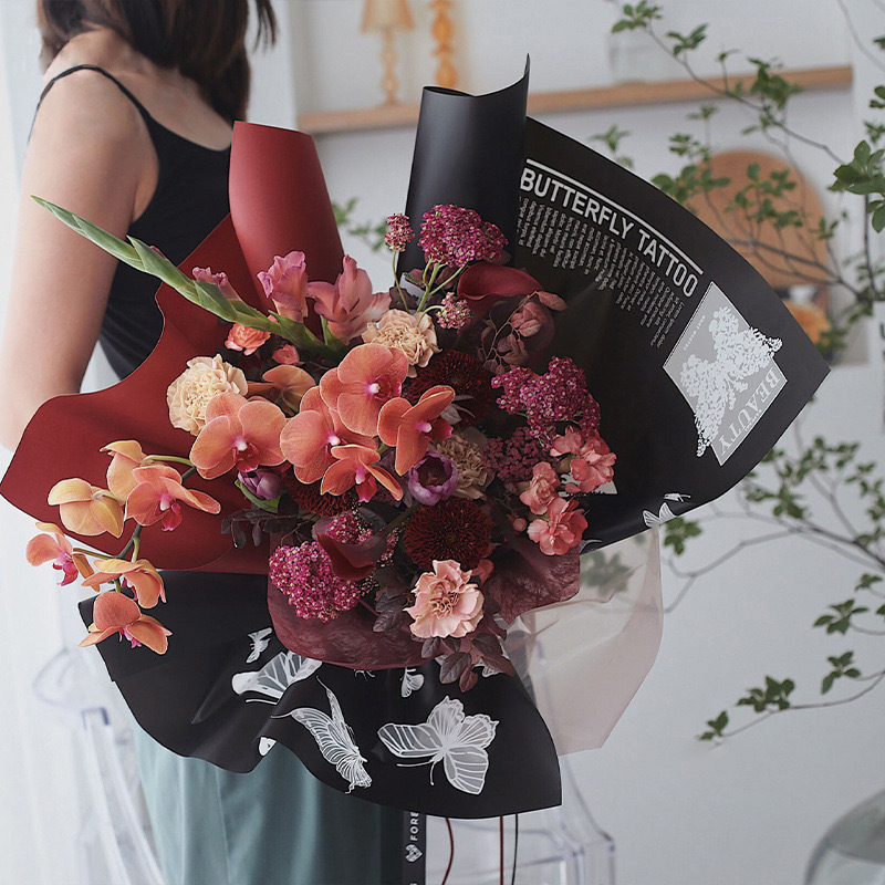 Flor fiesta fábrica al por mayor nuevos productos de ondas Phnom Penh flor de papel de embalaje flor flor flor de papel estampado florista embalaje