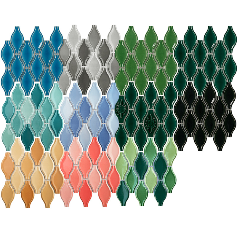 南城北爱冰裂葫芦灯笼马赛克设计创意复古餐厅酒店背景墙玄关墙砖