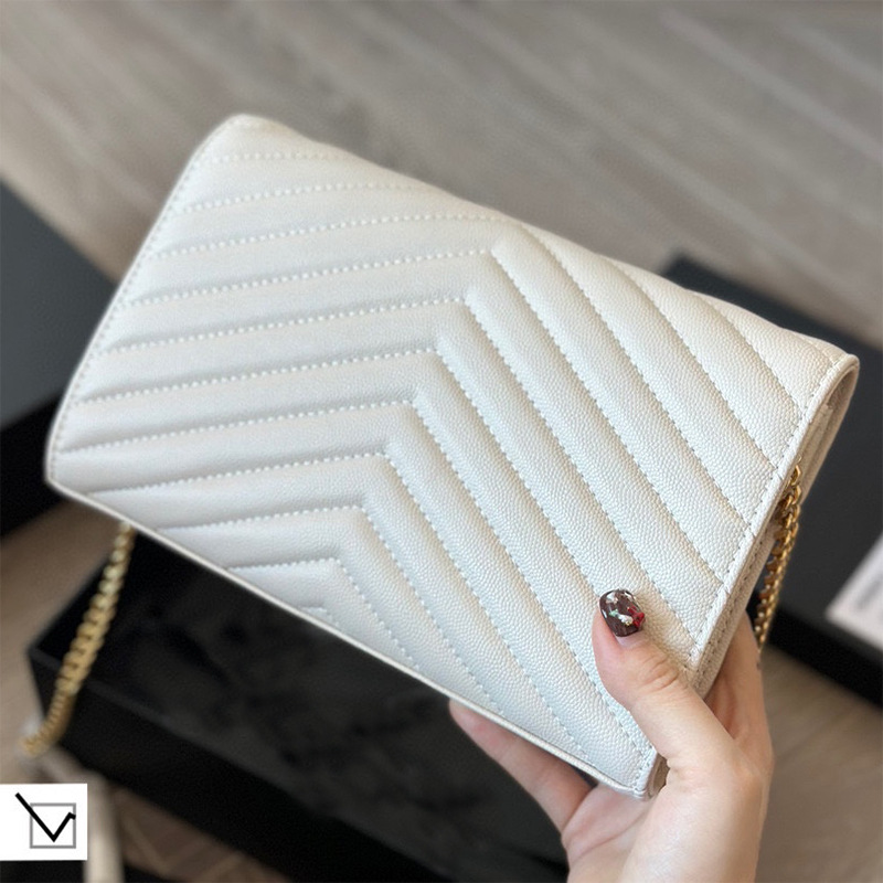 Women's 2025 New WOC Envelope Bag V-Quilted Chain Small Square Shoulder Crossbody Clutch Evening Bag - Thumbnail 2