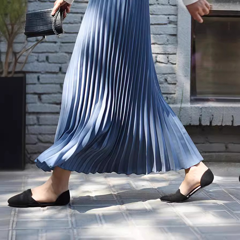 Korean-style Elegant Chiffon Long Skirt Draped Slimming Elegant Beach Pleated Skirt Mid-length Large Swing Long Skirt