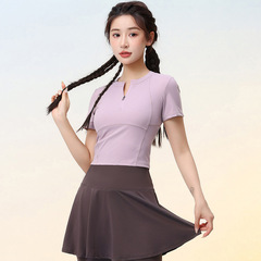 2023夏季新款跑步運動衣女健身房專用暴汗訓練服緊身上衣瑜伽服短