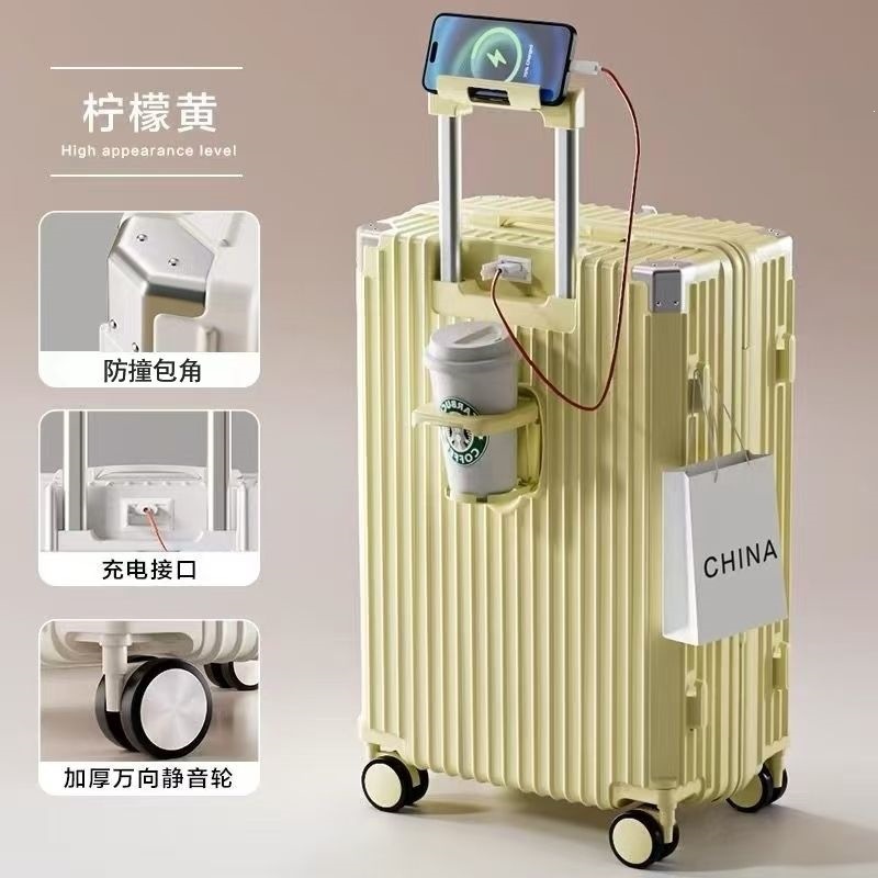 Multifunctional new trolley suitcase with universal wheels, fresh and stylish design, perfect for female students, durable and sturdy. 5 stars.