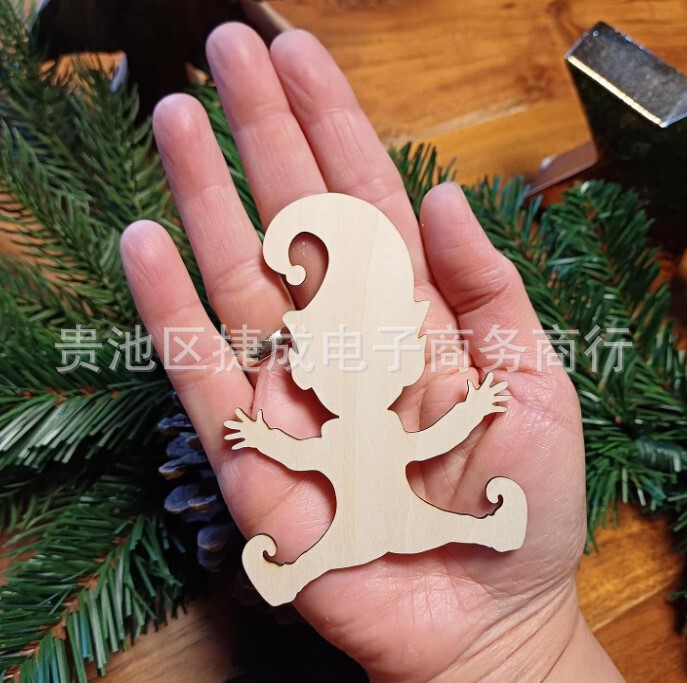跨境新品侏儒模板足迹圣诞侏儒精灵激光切割木质工艺品家居摆挂件|undefined