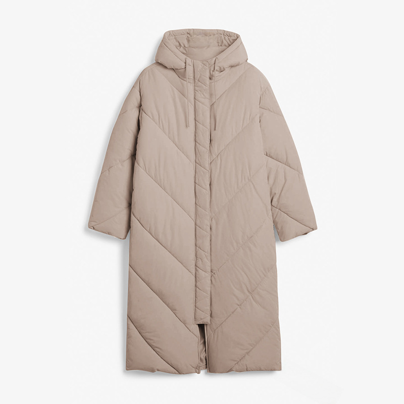 Abrigo largo de invierno para mujer con capucha y algodón slim_voghion.com