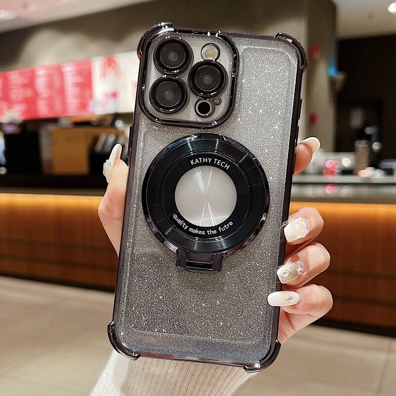 Suitable for Iphone17/16 Anti-Drop Glitter Phone Case with Cd Pattern Stand, Full Coverage Transparent Wholesale Full Cover Case Suitable for Iphone17/16 Anti-Drop Glitter Phone Case with Cd Pattern Stand, Full Coverage Transparent Wholesale Full Cover Case