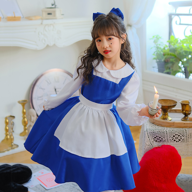 Halloween Children's Costume Blue Alice Maid Costume Pastoral Style Princess Dress Girl Dress Performance Costume