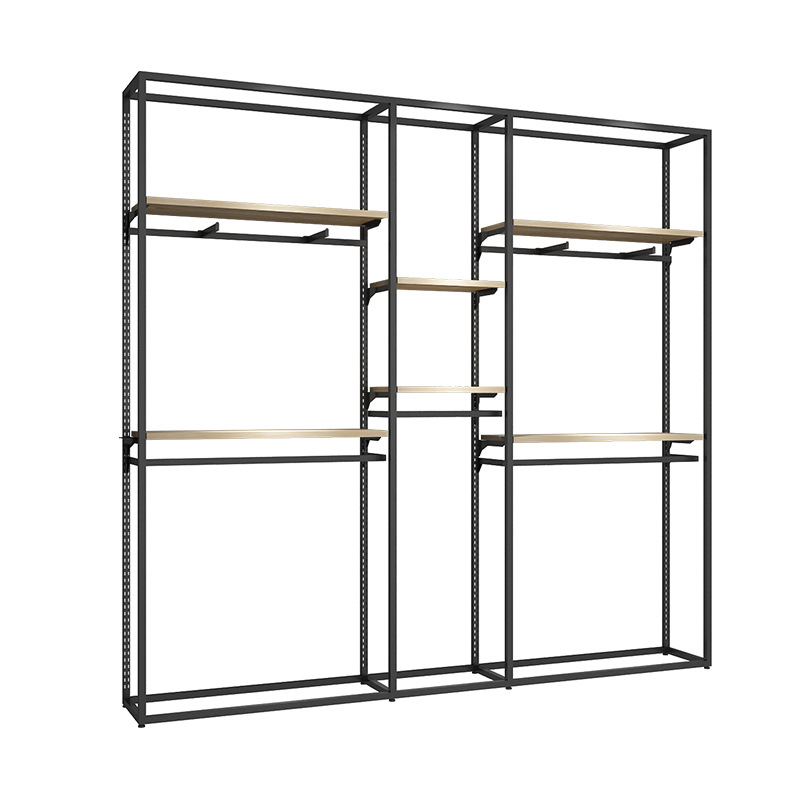 Tienda de ropa de alta gama soporte de exhibición estante de los hombres vitrina de piso negocio casual hombres tienda de ropa colgando estante