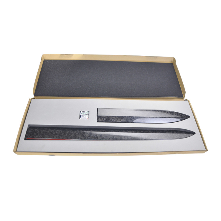 100% Real Carbon Fiber Forged Pattern Body Door Trim - For Tesla Model 3 - Marble Anti-Collision Scratch Decorative Skirt Edge