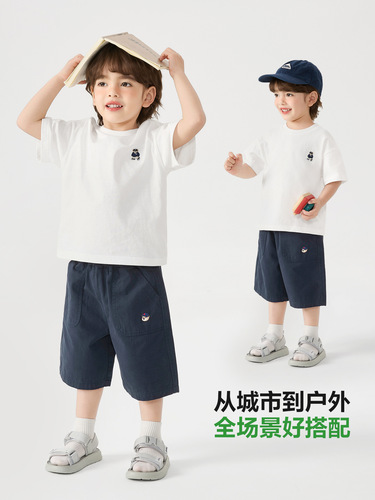 Right Eu Boys' College Short Sleeve T-Shirt Summer Outfit Cool Feeling 2026 New Kids' Clothing Children Baby Toddler Half Sleeve Summer