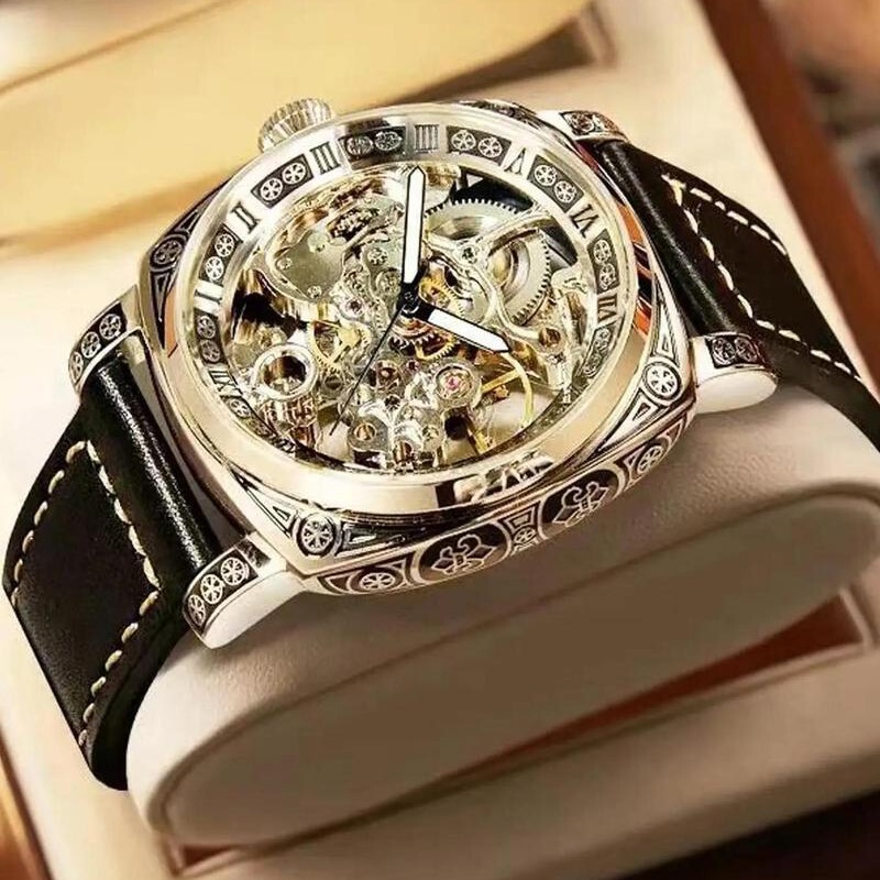 Source Factory Automatic Machinery Wholesale Men's Watch Duke of Lorraine Monster Hollow Waterproof Leather Mechanical Men's Watch