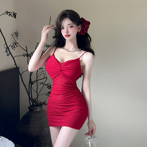 Short mesh dress with hip wrap and suspender as the base