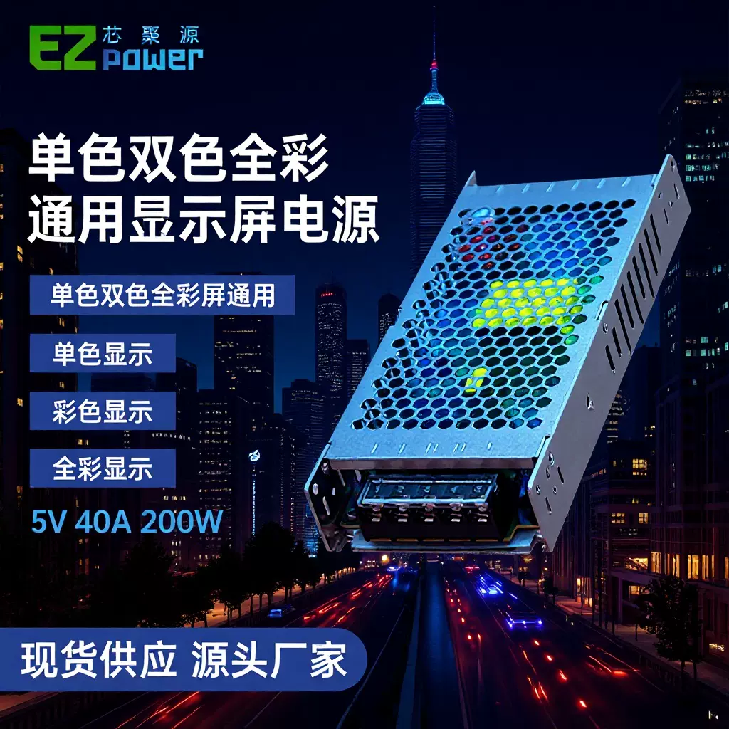 LED开关电源200W5V40A超薄工业灯带室内外单色全彩直流屏显示屏