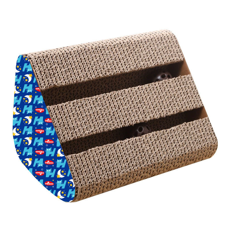 Tablero de rasguño de gato en stock garra de molienda de gato con campana gato juguete doble ranura triángulo corrugado gato garra tablero gato juguete al por mayor