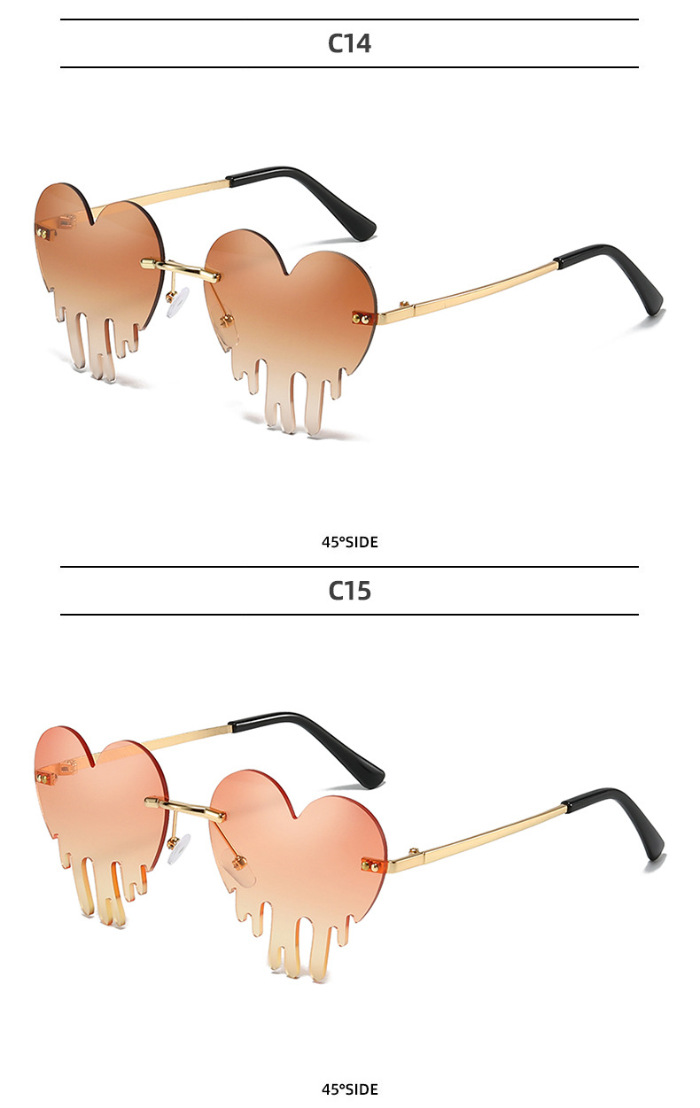 50g Weight Frameless Glasses Structure Sunglasses Classification PC, UV400 Protection Lens Material Special-Shaped Mirror Glasses Style Outdoor, Beach Occasion Heart Shape Pattern All Seasons Season Unisex Gender Novelty, Modern Style Style Novelty Modern Style Heart Shape PC UV400 Protection Special-Shaped Mirror Frameless Women's Sunglasses 13