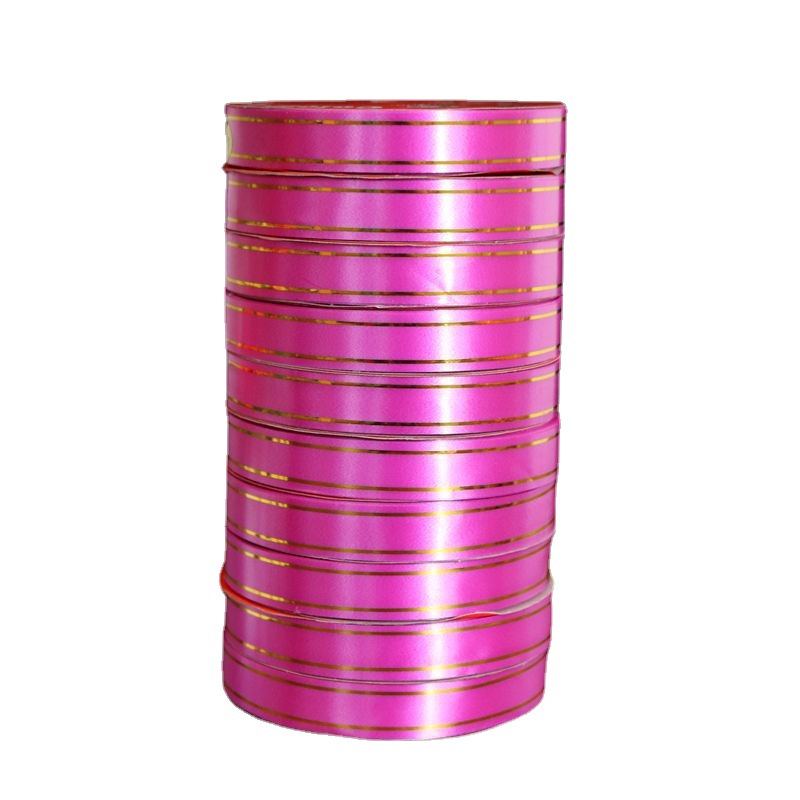 Yiwu al por mayor borde dorado cinta globo cinta carillón de viento seda ancho de banda 1,6 cm cerca de 10 yardas de largo embalaje cinta