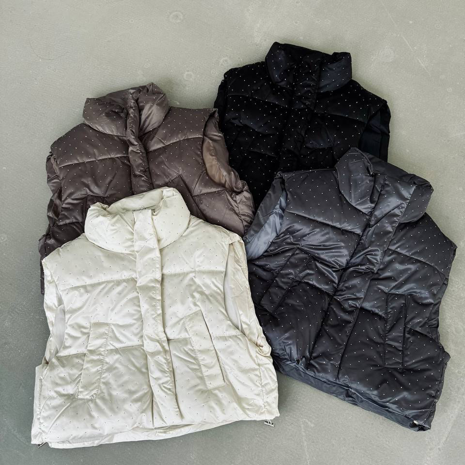 Women's Clothing Cotton vest women 2024 spring and autumn new style stand up collar thickened loose short diamond sleeveless vest jacket_ecoleips.com