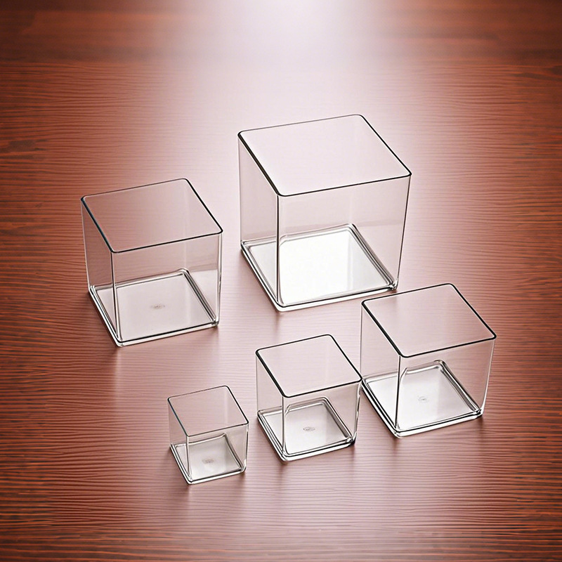 Transparent Acrylic Square Box for Hydroponics, Special Thickeneded Square Cylinder Vessel, Green Plant Succulent Small Vase, Flower Pot Box